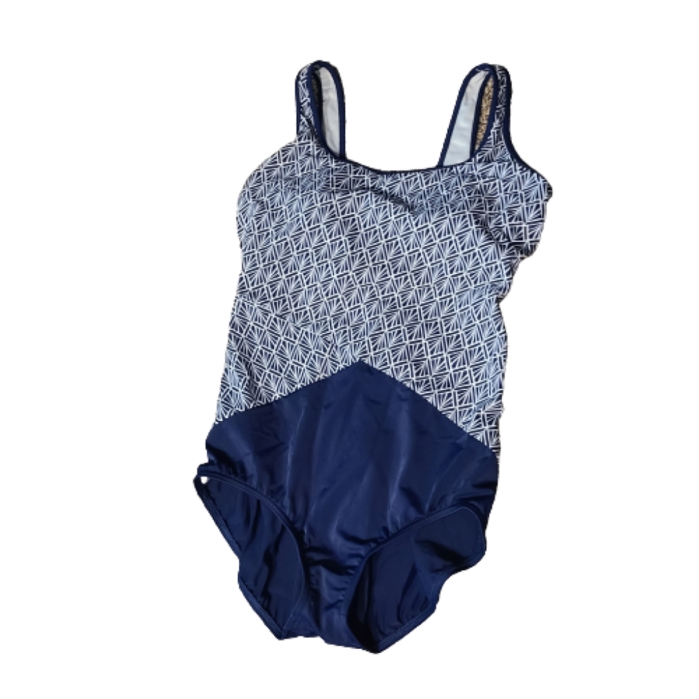 NWOT Lands End Tugless Sporty D-Cup Print One-Piece Swimsuit